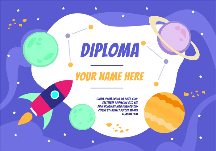 Diplôme d'espace mignon gratuit Backgorund vecteur