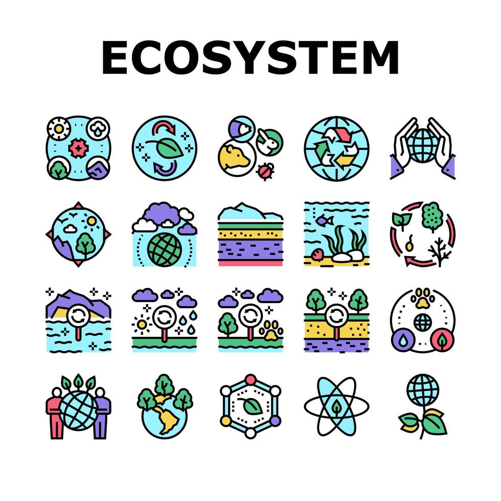 écosystème environnement collection icônes définies vecteur