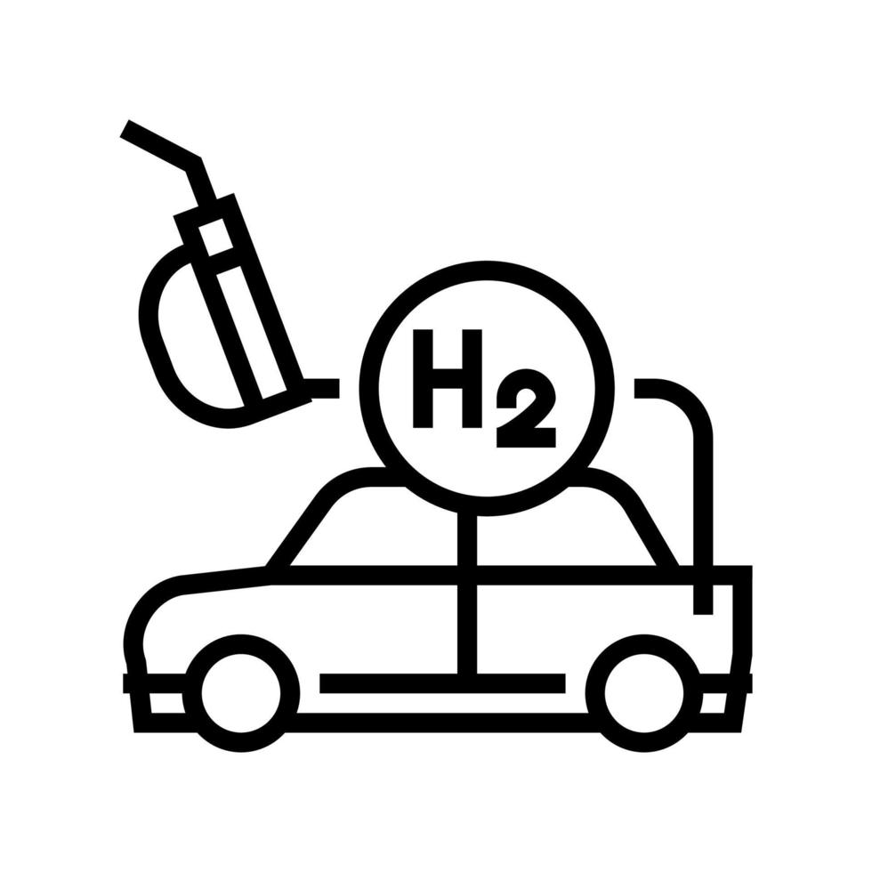 voiture de remplissage avec illustration vectorielle d'icône de ligne d'hydrogène vecteur