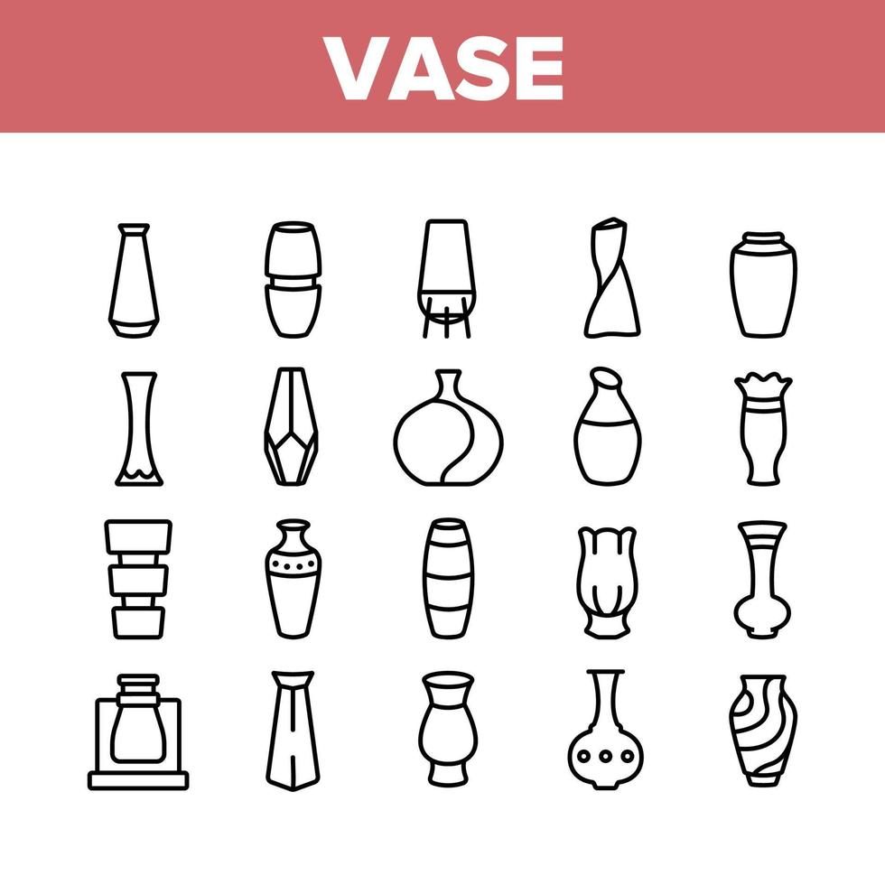 vase fleurs vaisselle décorative icônes ensemble vecteur