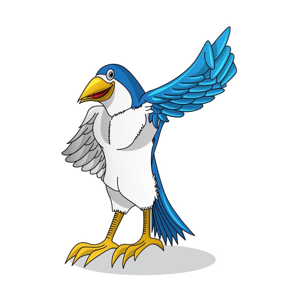 dessin animé de vecteur de mascotte d'oiseau musculaire