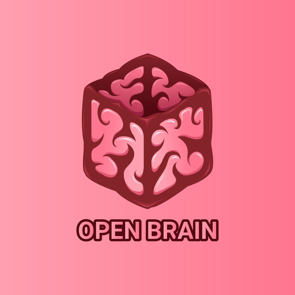 modèle de vecteur de logo de cerveau de boîte ouverte