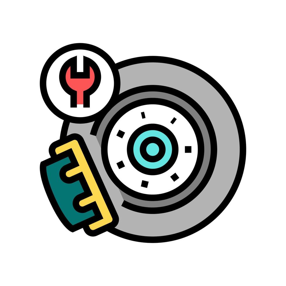 disque de frein réparation couleur icône vecteur isolé illustration