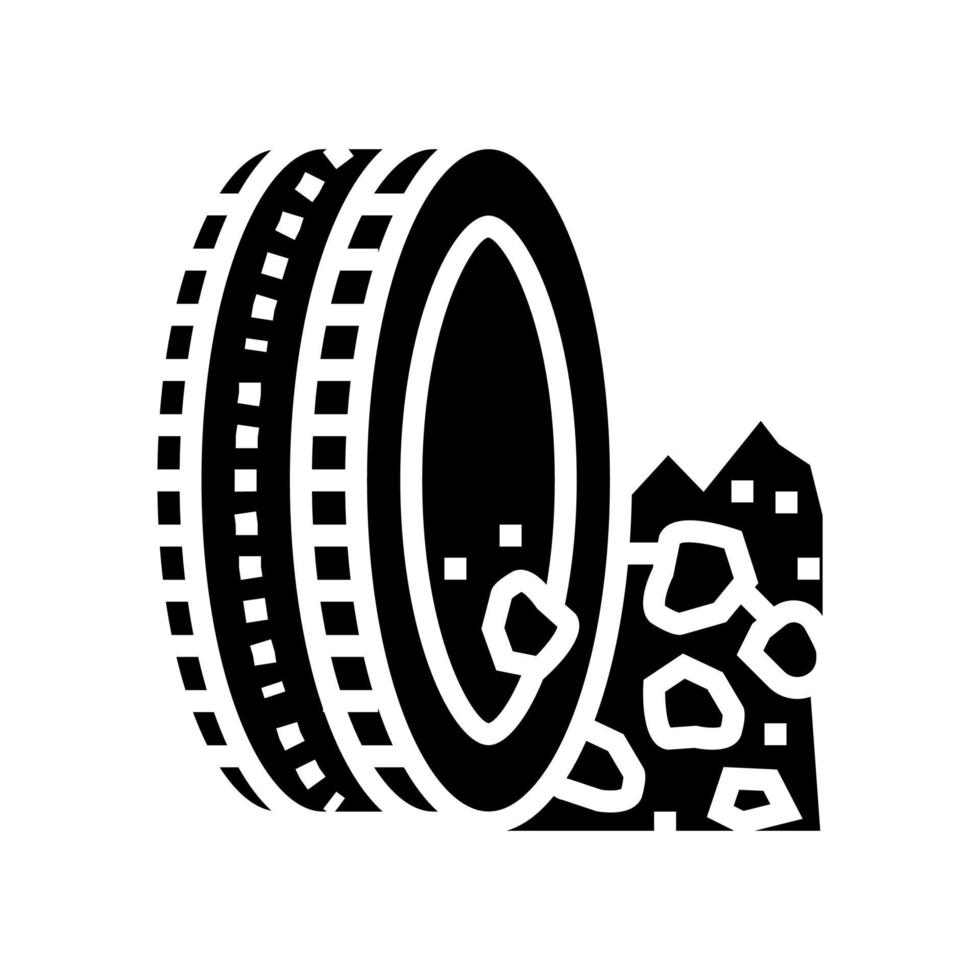 illustration vectorielle d'icône de glyphe de pneus de terrain vecteur