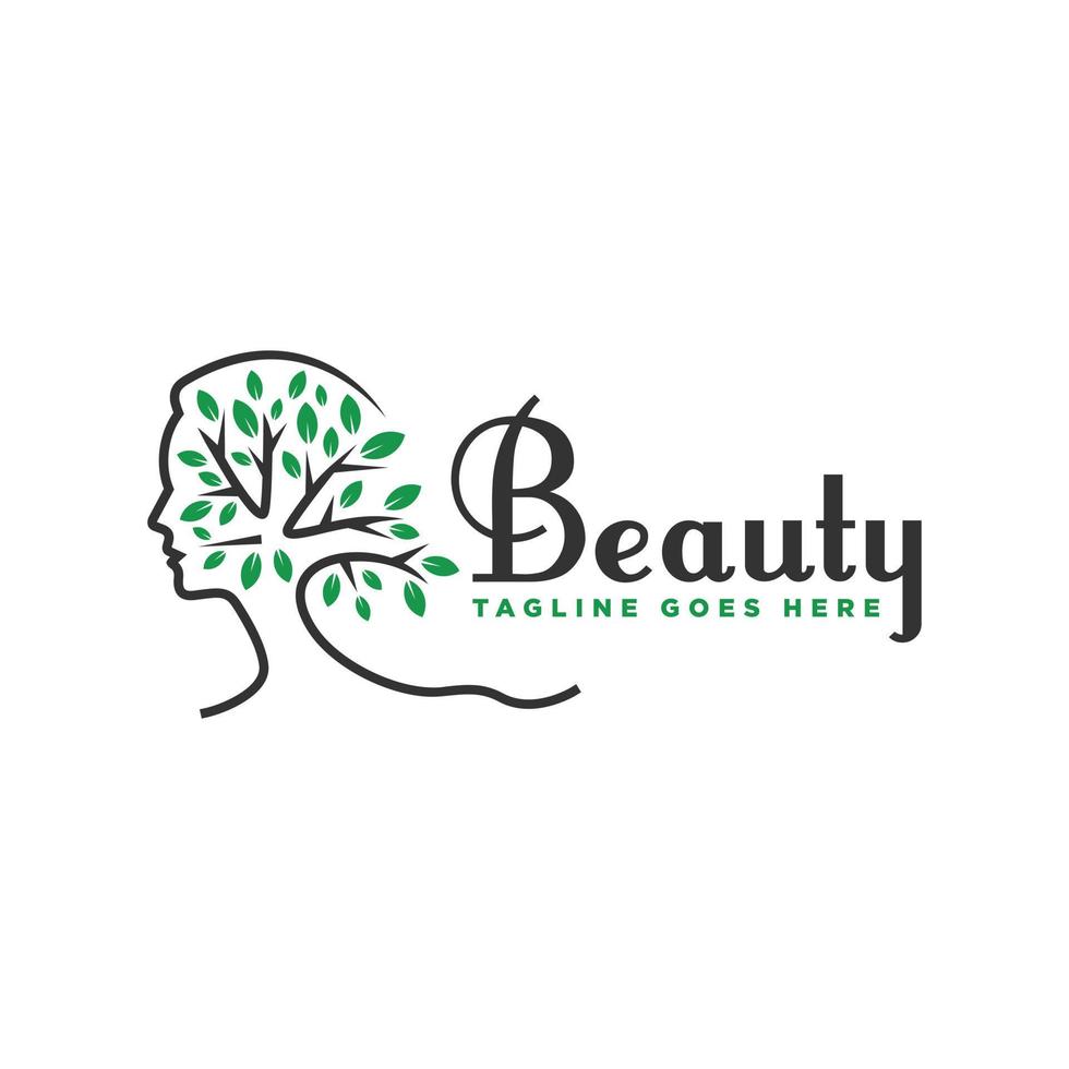 création de logo de contour d'arbre de salon de beauté vecteur