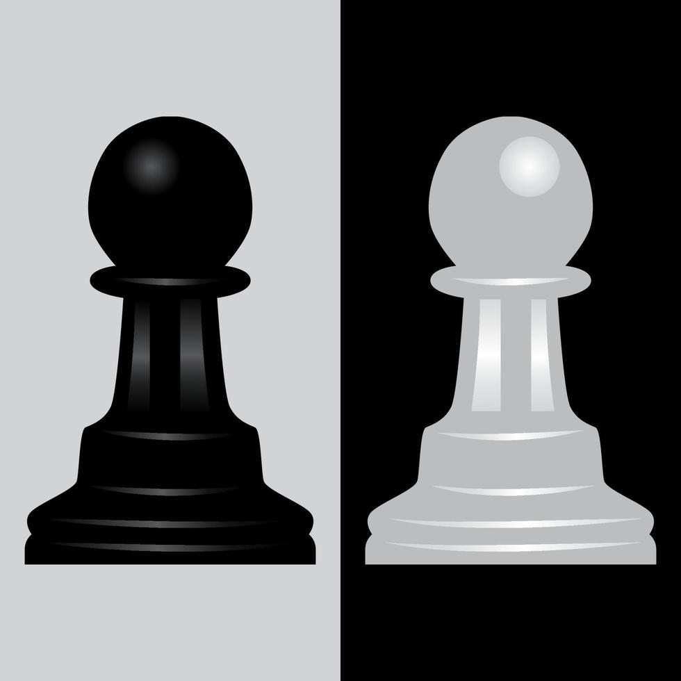pion noir et blanc pièce d'échecs illustration vectorielle vecteur
