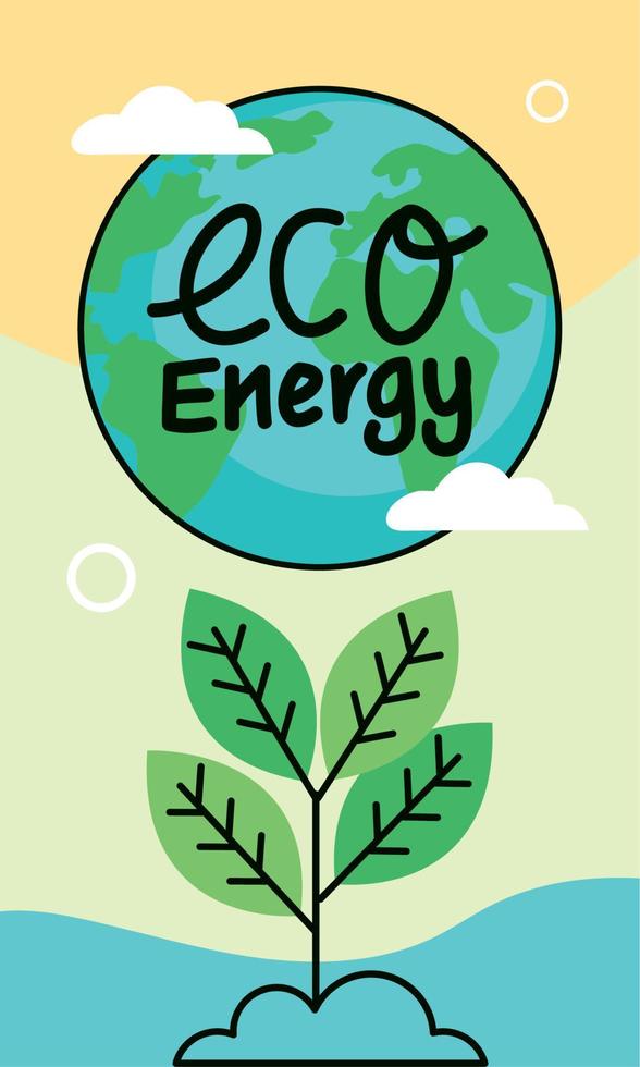 lettrage éco-énergétique sur la planète terre vecteur
