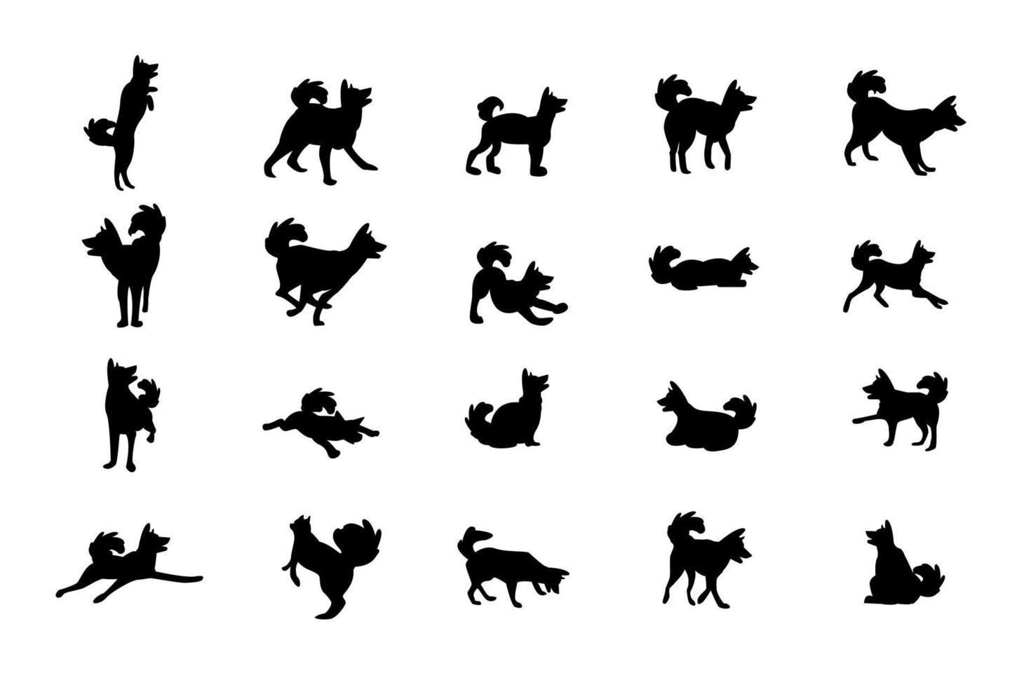 chien, silhouette, vecteur, illustration, ensemble vecteur