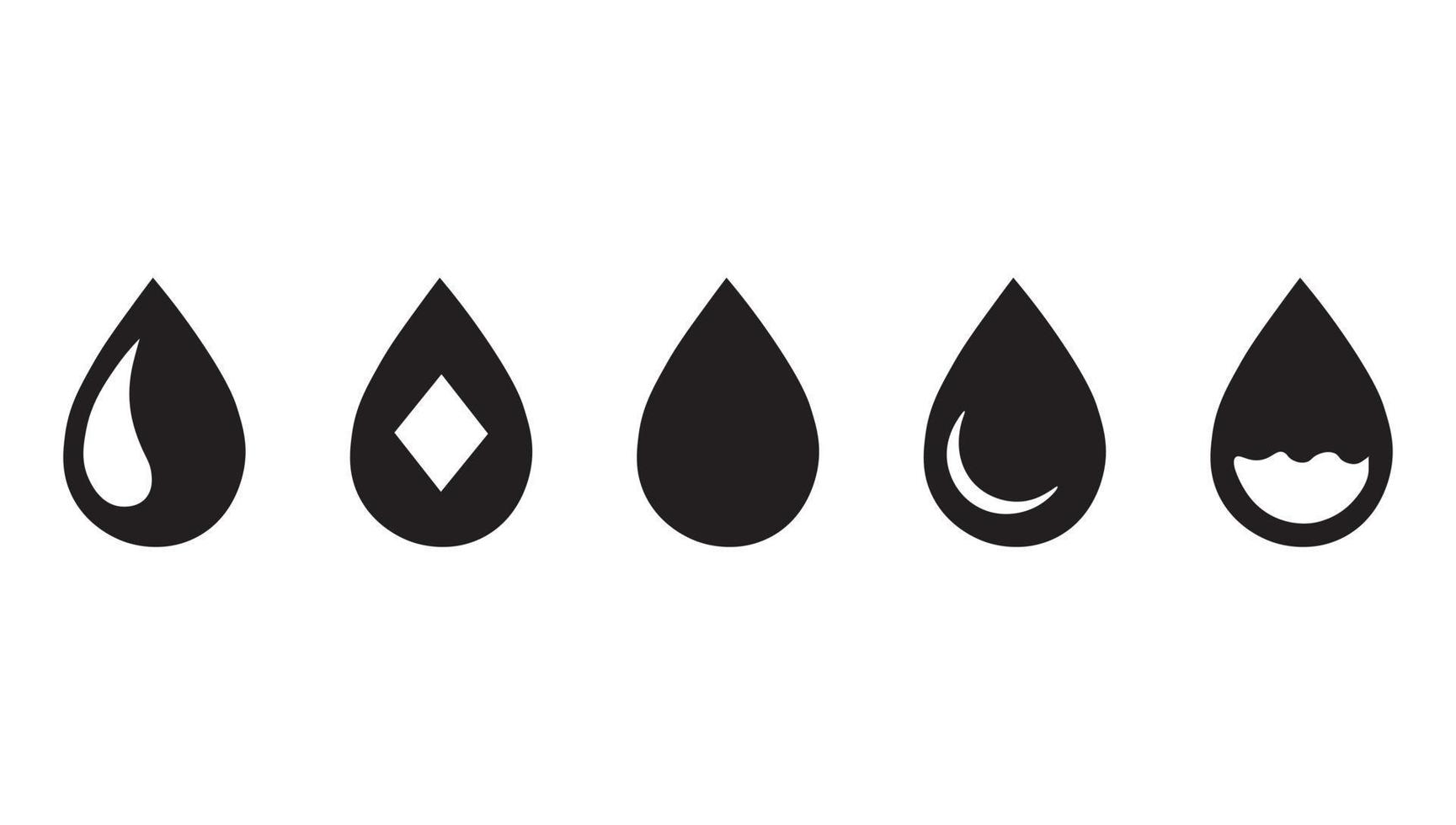 icône de goutte d'eau, icônes de goutte d'eau définies style plat noir sur fond blanc vecteur