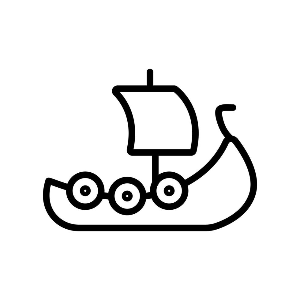 vecteur d'icône de bateau viking. illustration de symbole de contour isolé