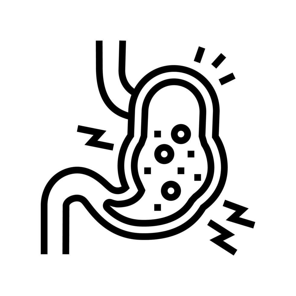 illustration vectorielle de l'icône de la ligne de maux d'estomac vecteur