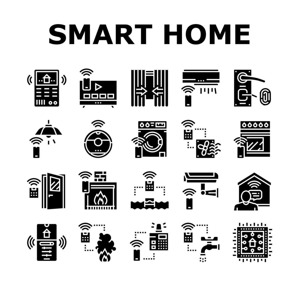 icônes de collection d'équipement de maison intelligente définies vecteur