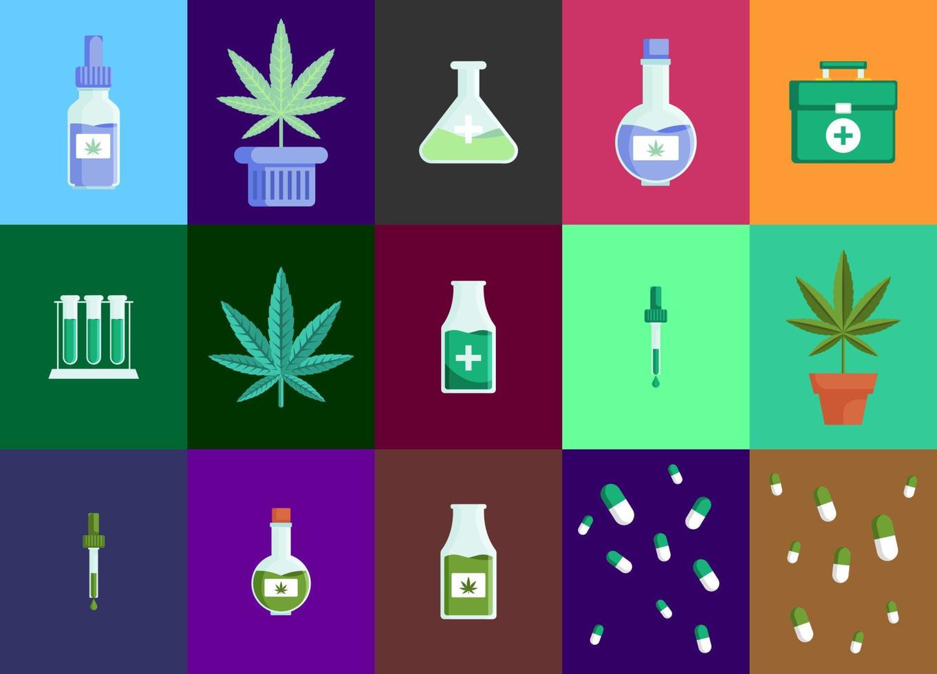 illustration des cannabinoïdes. médical de l'illustration plate du cannabis. style design plat. couleur moderne des soins de santé. vecteur eps 10