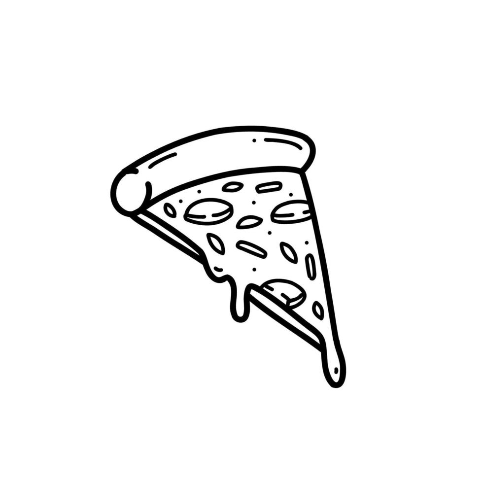 tranche de pizza rapide doodle illustration dessinée à la main vecteur