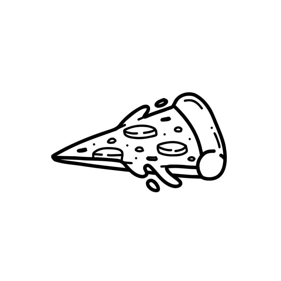 tranche de pizza doodle illustration dessinée à la main vecteur