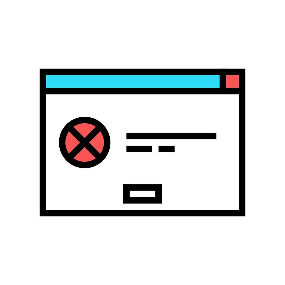 illustration vectorielle de l'icône de couleur de la fenêtre d'application d'erreur vecteur