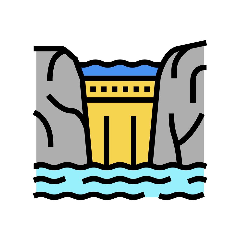 illustration vectorielle de l'icône de couleur de l'eau du barrage vecteur
