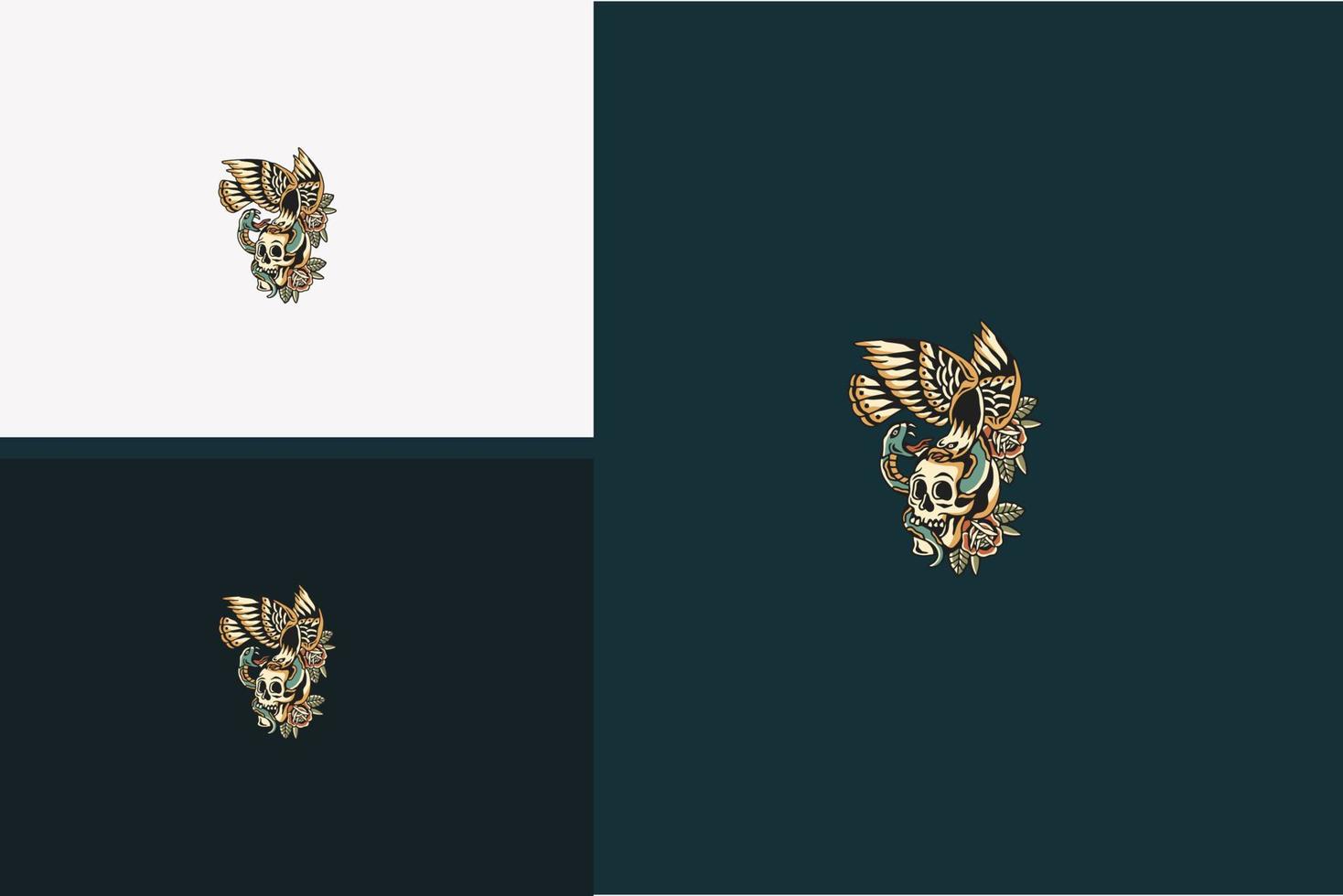 crâne de tête et conception d'illustration vectorielle d'aigle vecteur