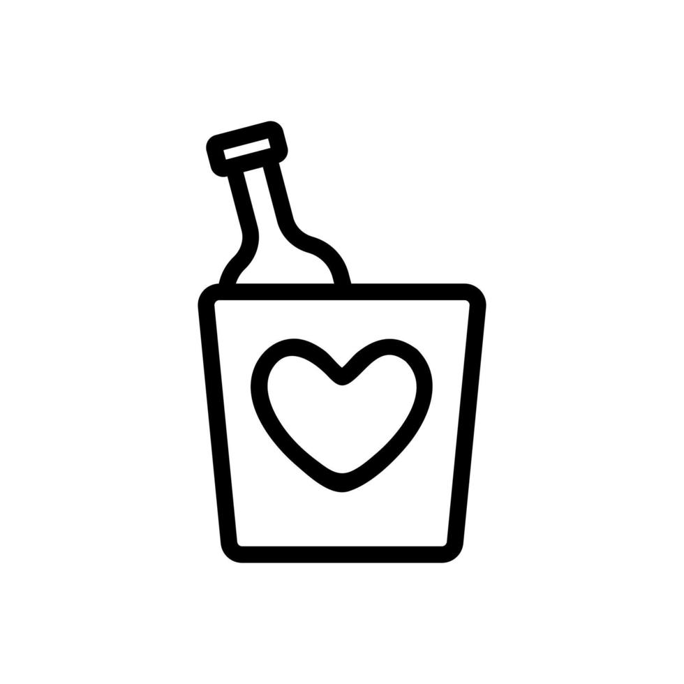 vecteur d'icône de vin et de coeur. illustration de symbole de contour isolé