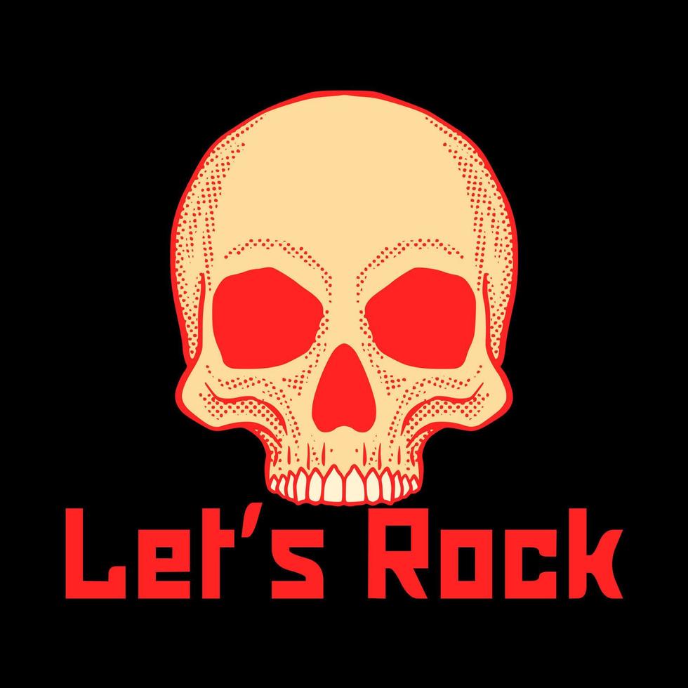 crâne laisse rock illustration vecteur coloré pour impression sur t-shirt, affiche, logo, autocollants, etc.
