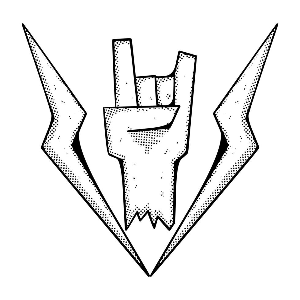 symbole de la main doodle illustration noir et blanc vecteur dessiné à la main