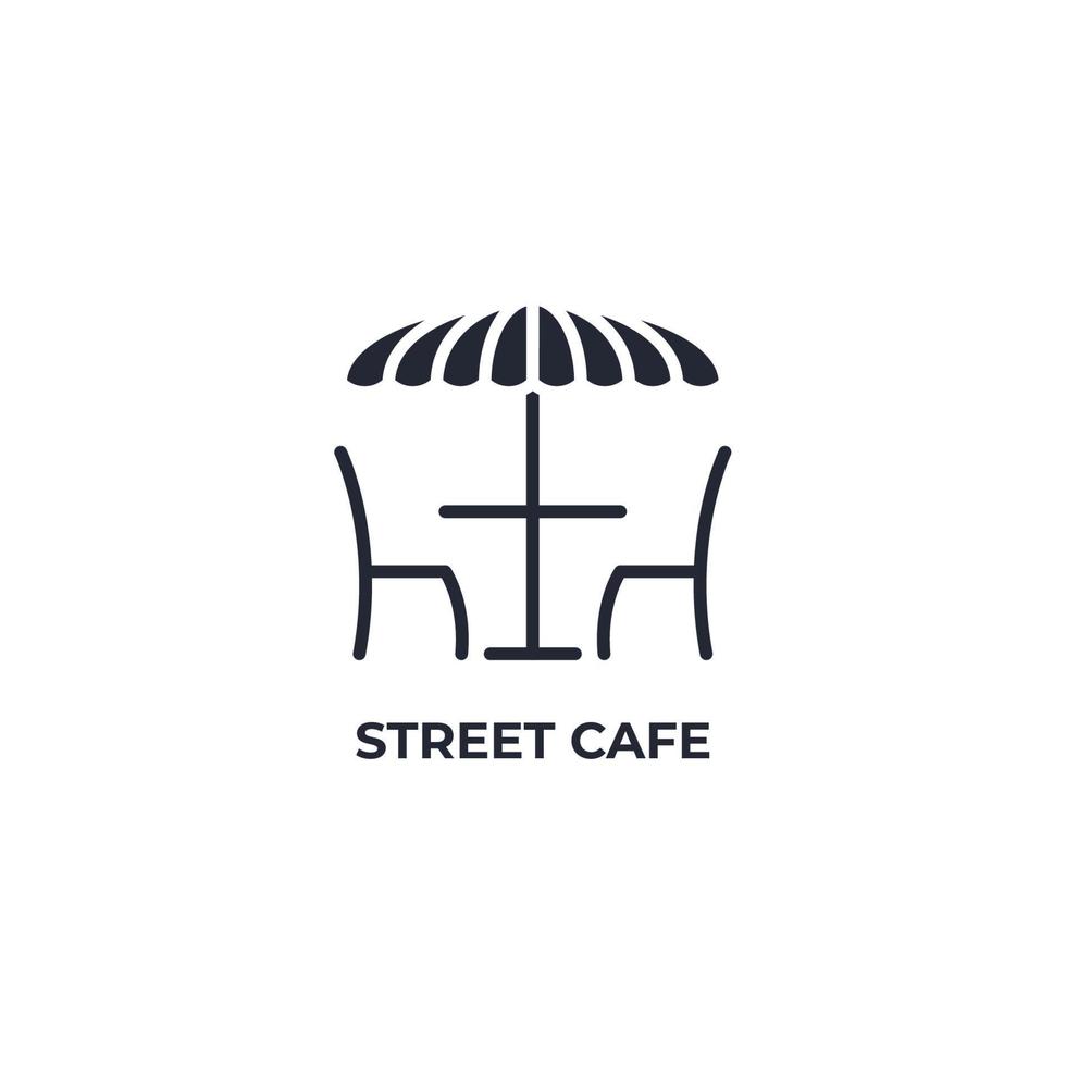 Le signe vectoriel du symbole du café de rue est isolé sur un fond blanc. couleur de l'icône modifiable.