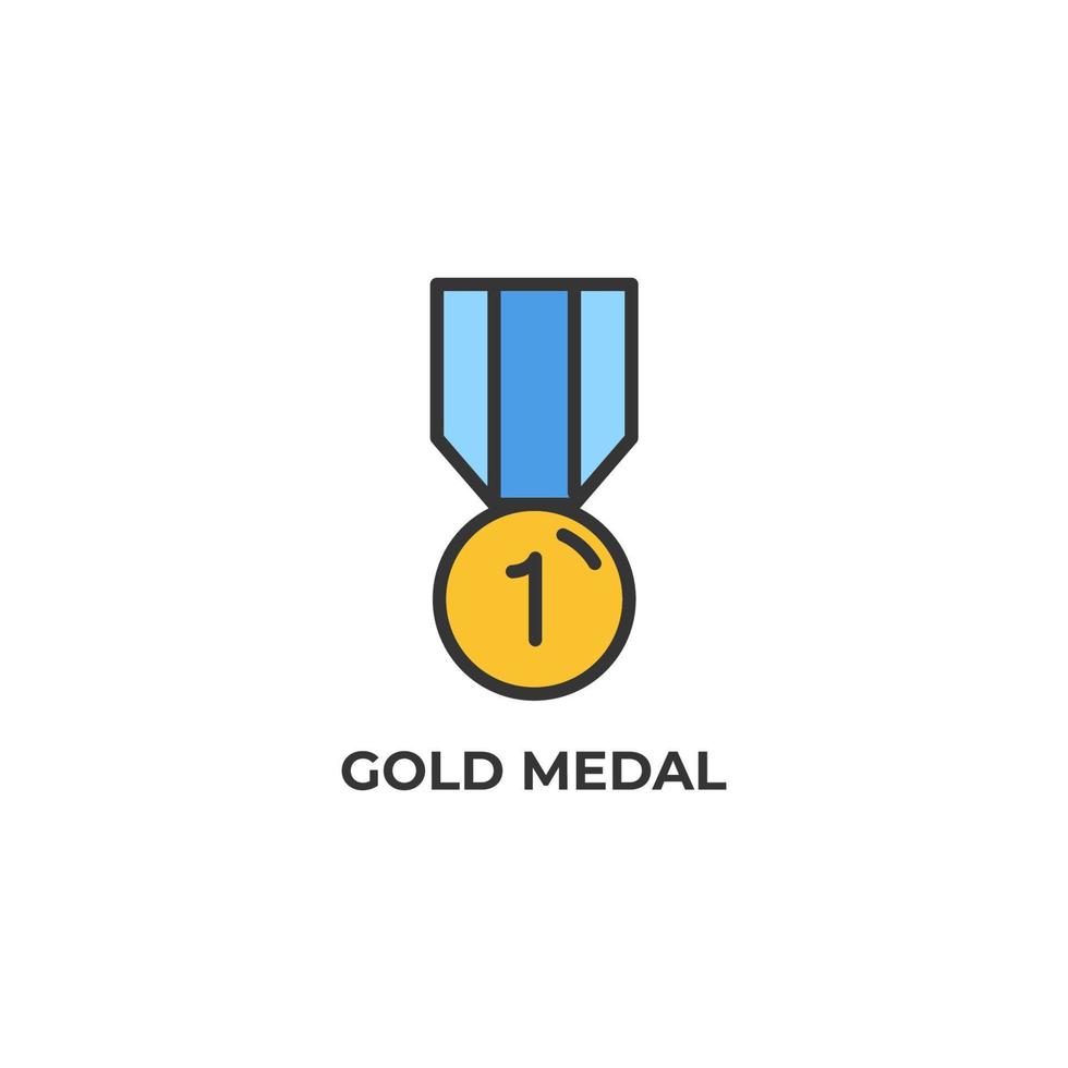 Le signe vectoriel du symbole de la médaille d'or est isolé sur un fond blanc. couleur de l'icône modifiable.