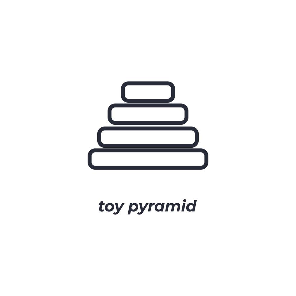 Le signe vectoriel du symbole de pyramide jouet est isolé sur un fond blanc. couleur de l'icône modifiable.