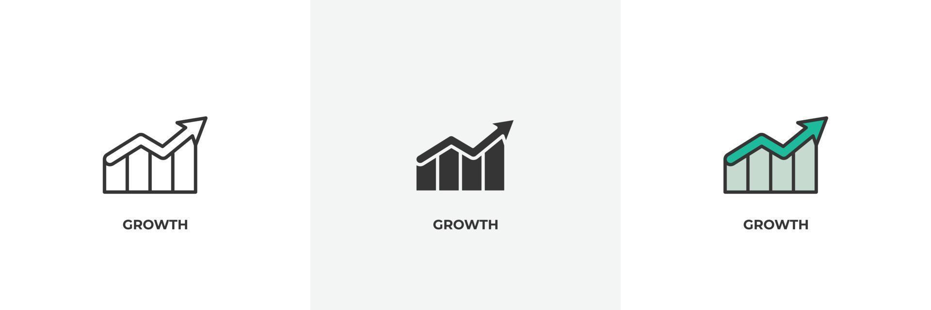 icône de croissance. ligne, version colorée de contour solide et rempli, contour et signe vectoriel rempli. symbole d'idée, illustration de logo. graphiques vectoriels