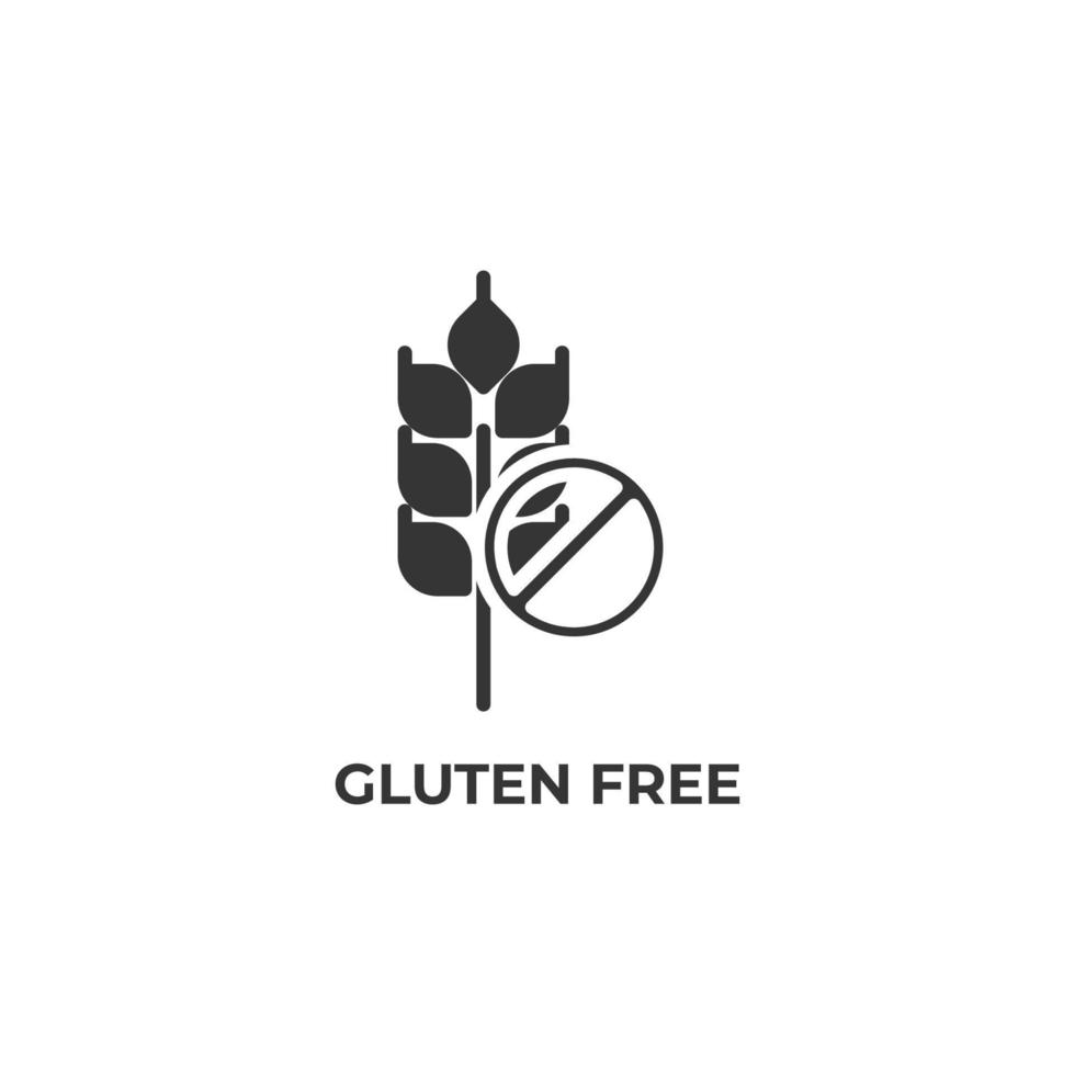 Le signe vectoriel du symbole sans gluten est isolé sur un fond blanc. couleur de l'icône modifiable.