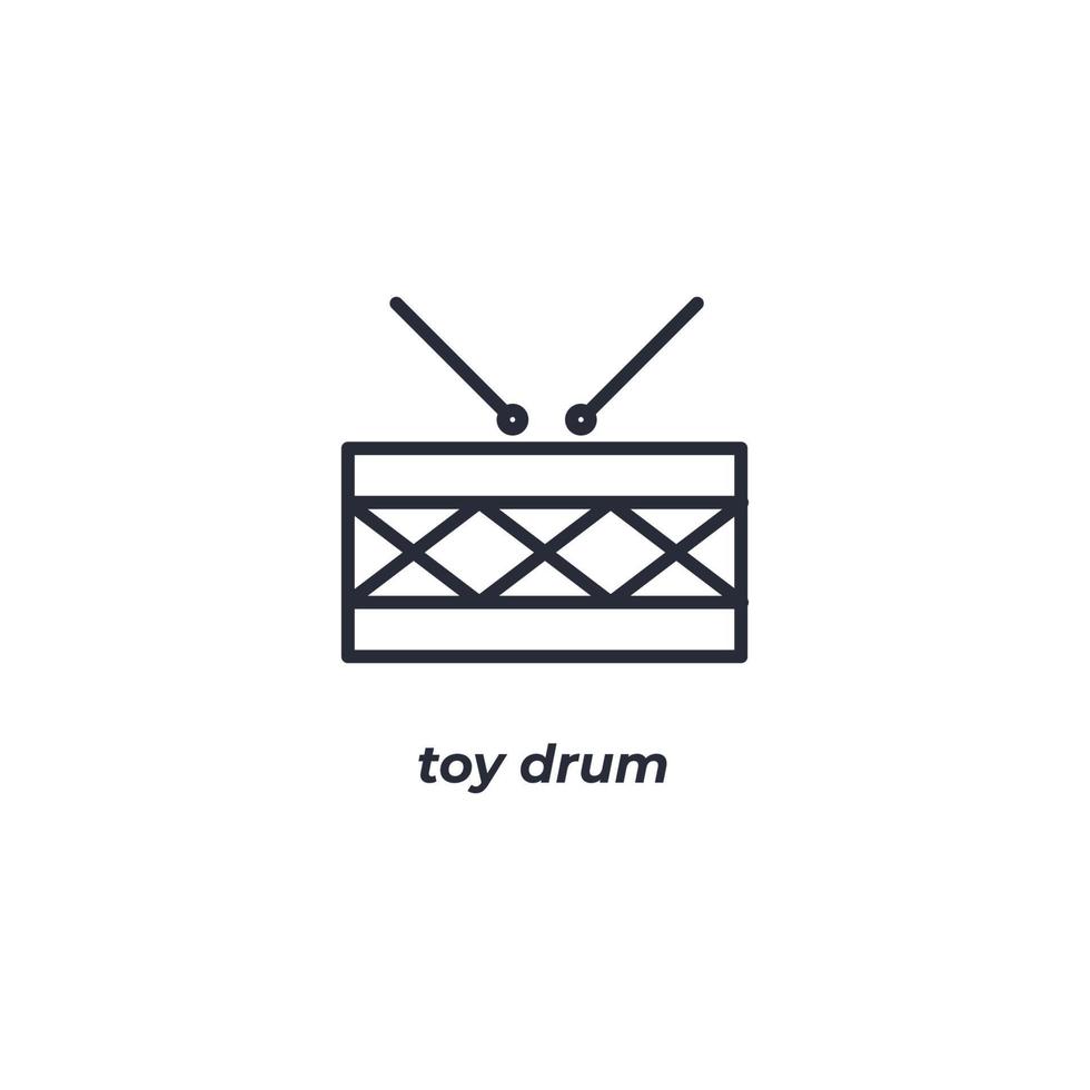 Le signe vectoriel du symbole du tambour jouet est isolé sur un fond blanc. couleur de l'icône modifiable.