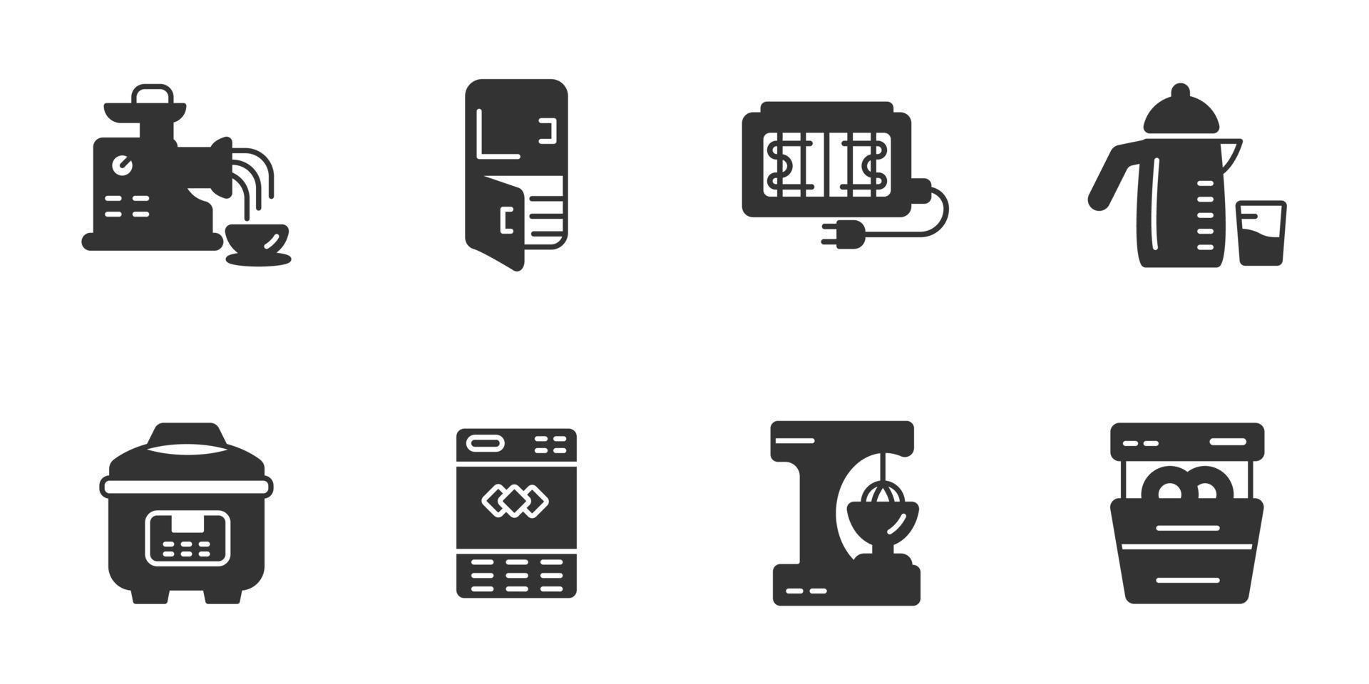 icônes d'appareils de cuisine symboles éléments vectoriels pour le web infographique vecteur