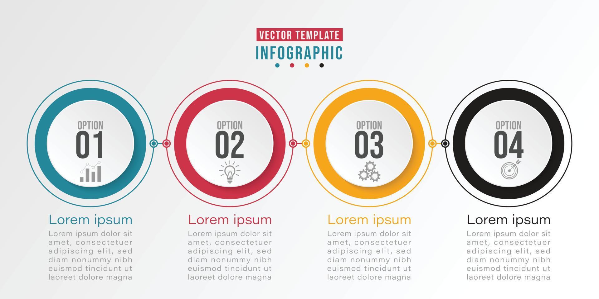 élément de conception infographique de la chronologie et options de nombre. concept d'entreprise en 4 étapes. peut être utilisé pour la mise en page du flux de travail, le diagramme, le modèle d'entreprise vectoriel pour la présentation.