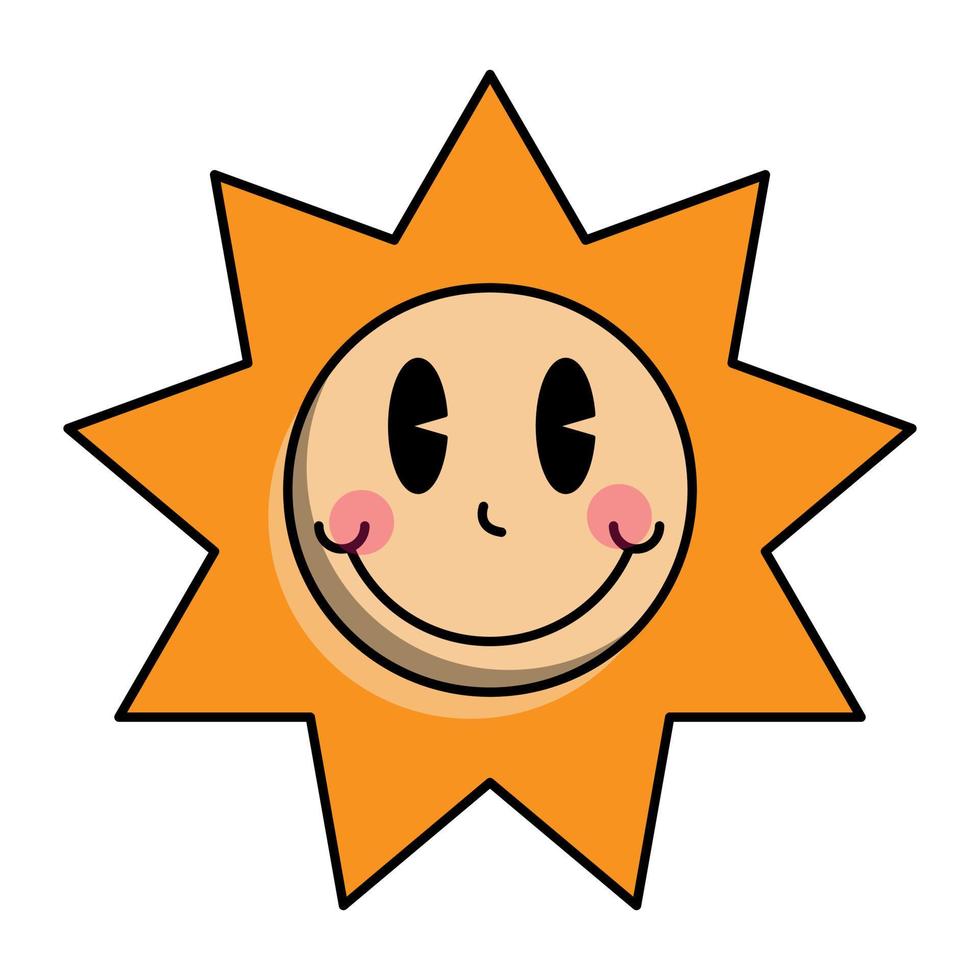 éléments de dessin animé soleil plat tendance dessinés à la main vecteur