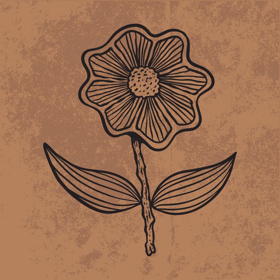 feuille botanique doodle dessin au trait de fleurs sauvages. illustration vectorielle dessinés à la main. contour floral vintage. adapté au papier peint, à l'affiche, à l'autocollant, au contenu des médias sociaux vecteur