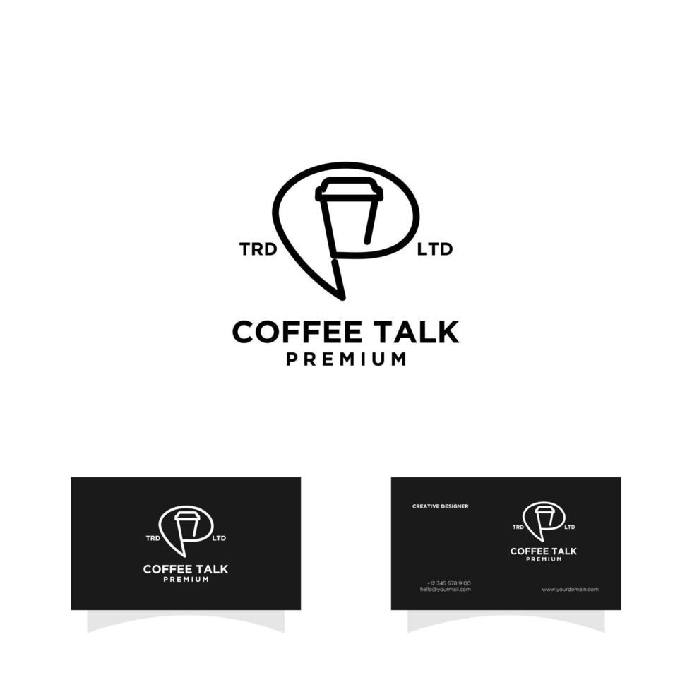 modèle de conception de logo de conversation de café vecteur