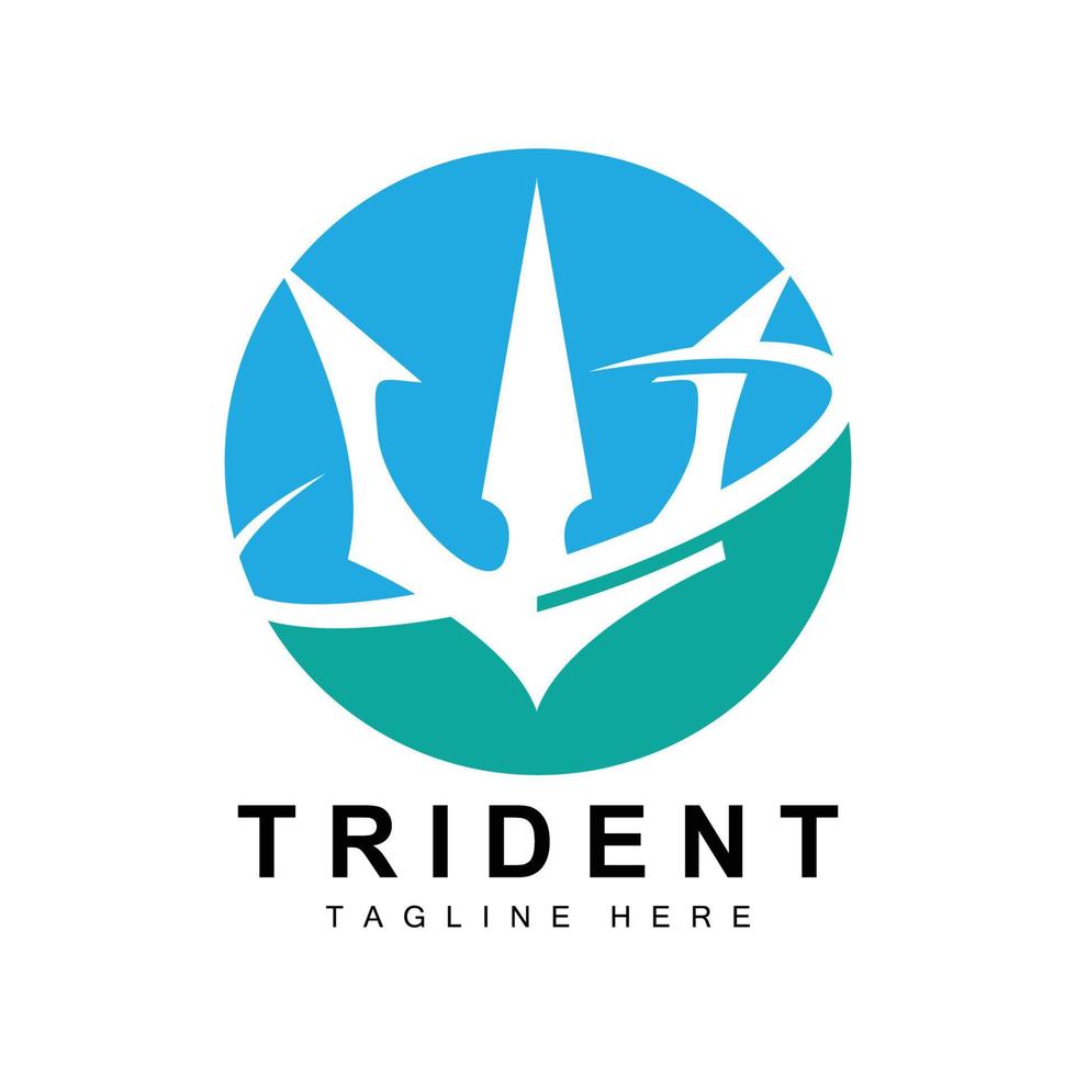 conception d'icône vectorielle de modèle de logo trident, arme de guerre de dieu, puissance de lance de l'océan vecteur