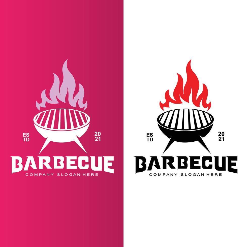 logo de barbecue rustique rétro vintage. conception de nourriture ou de grillades, illustration vectorielle d'icône vecteur