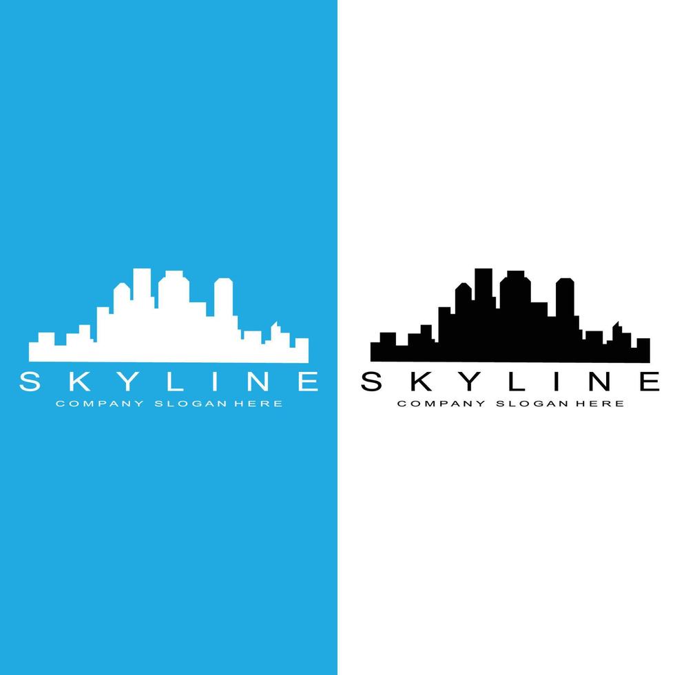 horizon de la ville, gratte-ciel pour vecteur de conception de logo de bâtiment immobilier urbain