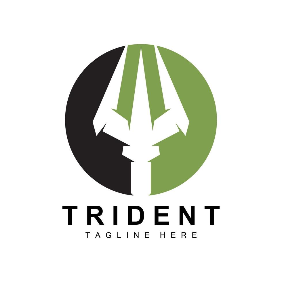 conception d'icône vectorielle de modèle de logo trident, arme de guerre de dieu, puissance de lance de l'océan vecteur