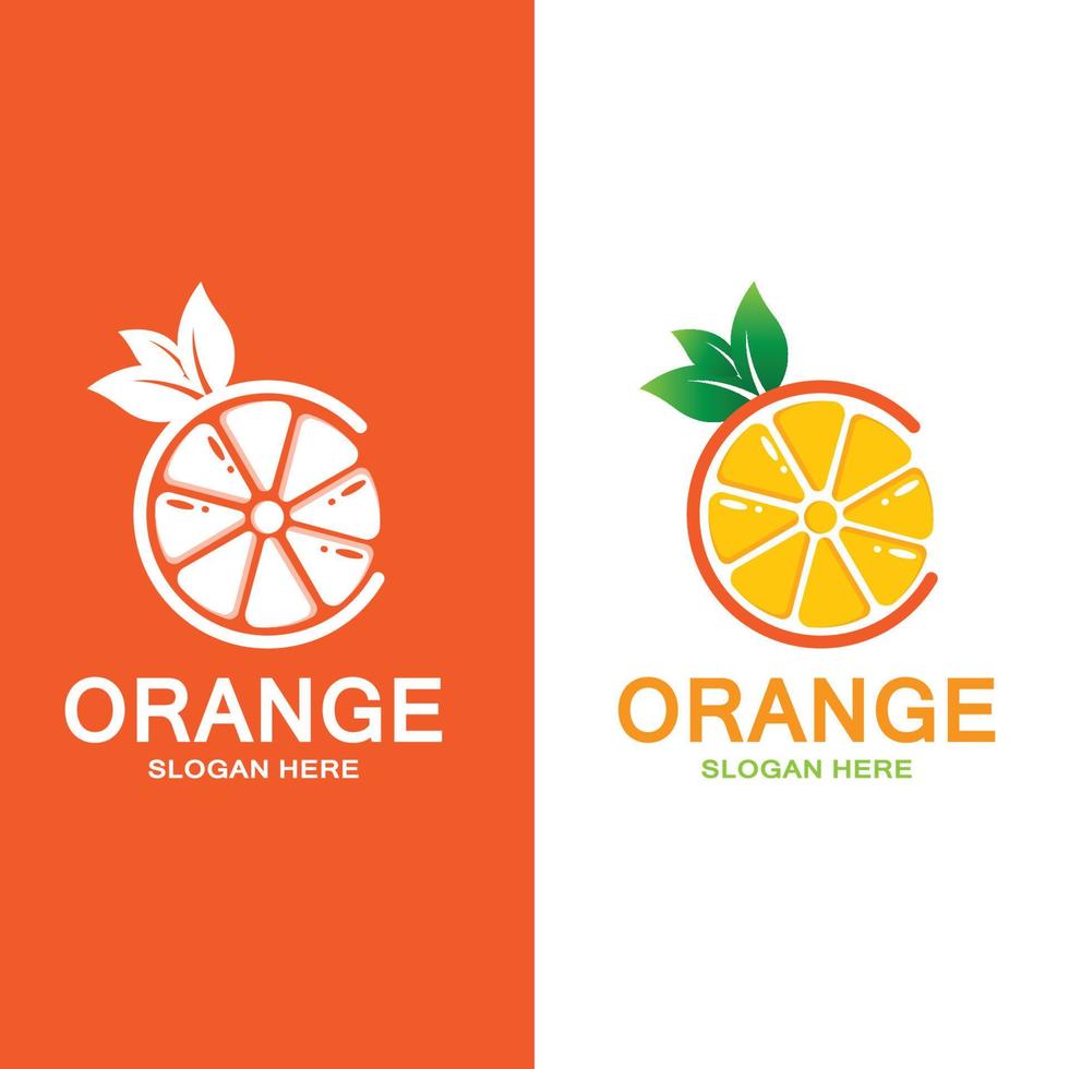 vecteur d'icône de logo de fruits orange frais, tranche de citron vert