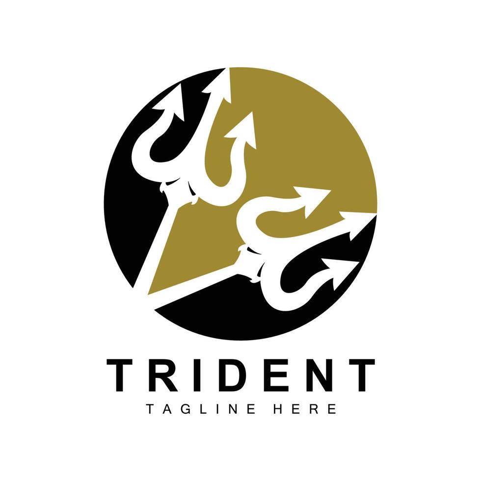 conception d'icône vectorielle de modèle de logo trident, arme de guerre de dieu, puissance de lance de l'océan vecteur