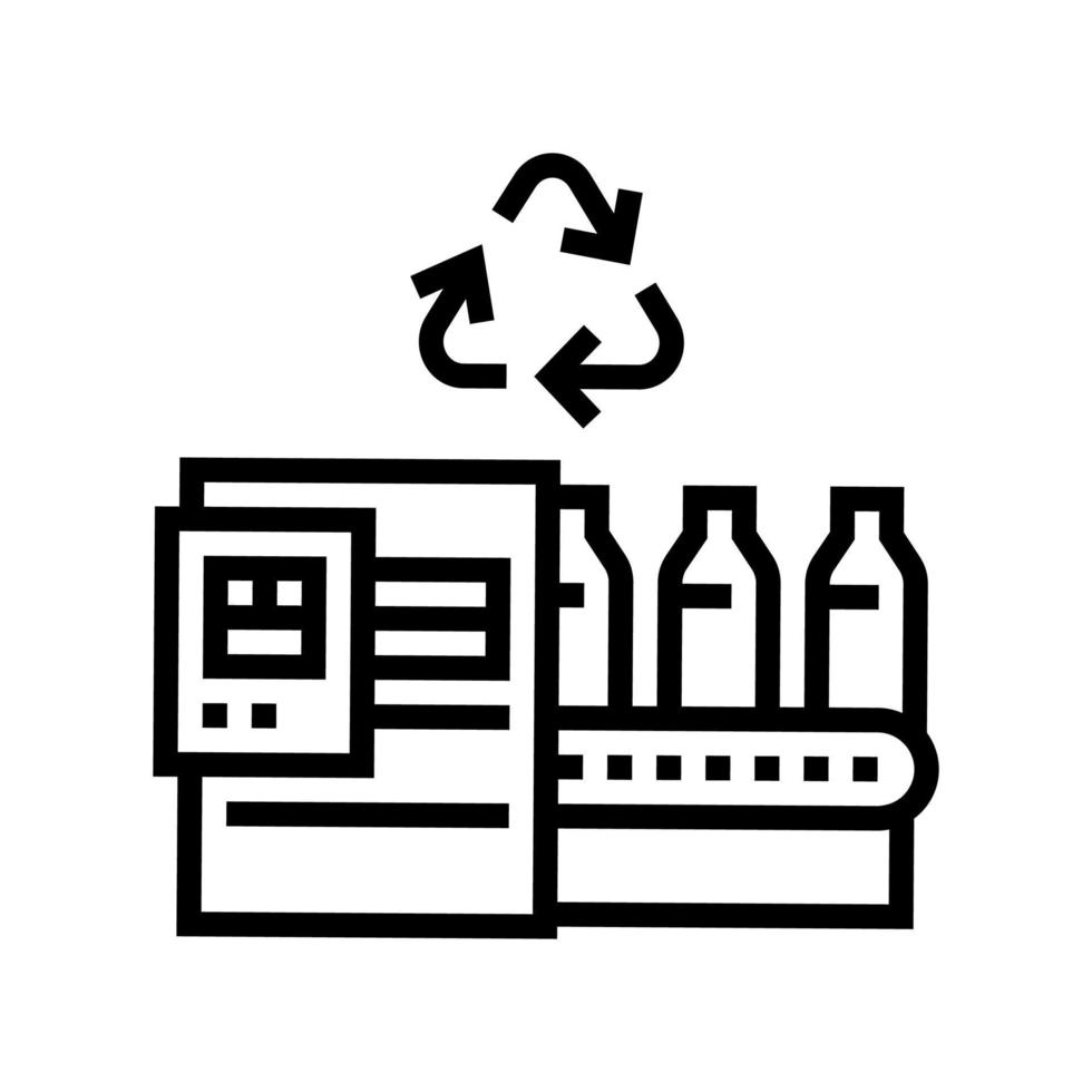 illustration vectorielle d'icône de ligne de convoyeur de recyclage de plastique vecteur