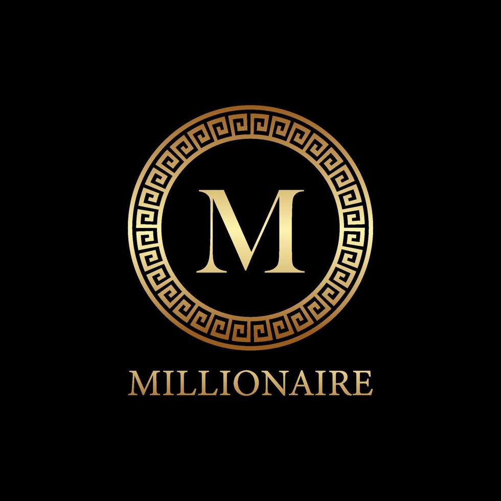 création de logo millionnaire, élément de modèle de conception d'icône, conception de lettre m vecteur