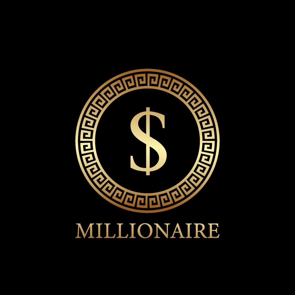 création de logo millionnaire, élément de modèle de conception d'icône, conception de lettres vecteur