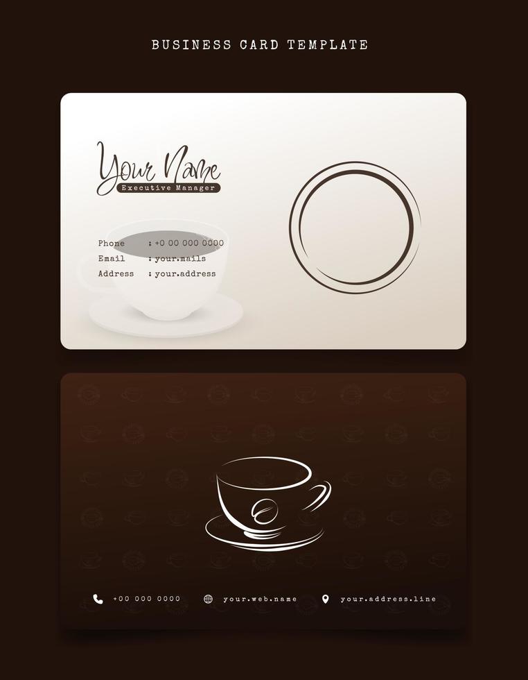 modèle de carte de visite au design marron avec illustration de café pour la conception de l'identité des employés du café vecteur