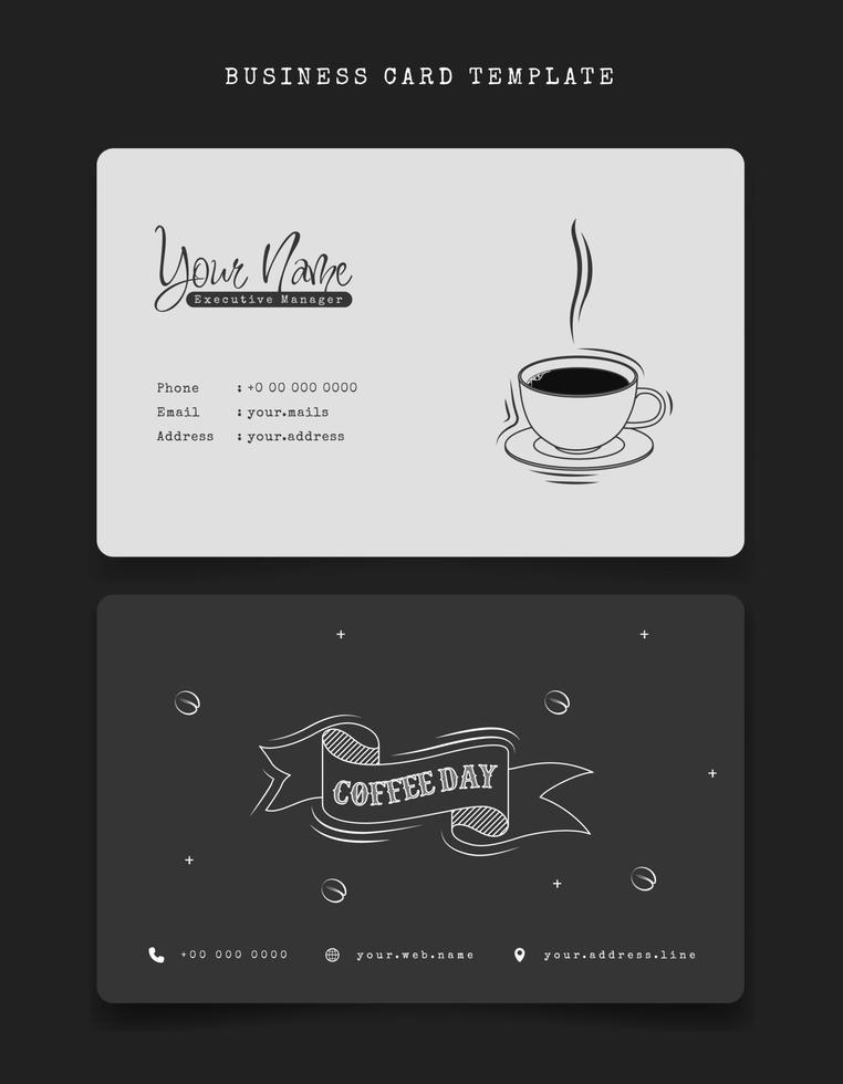 carte de visite ou modèle de carte d'identité pour l'identité des employés du café sur fond blanc et gris vecteur