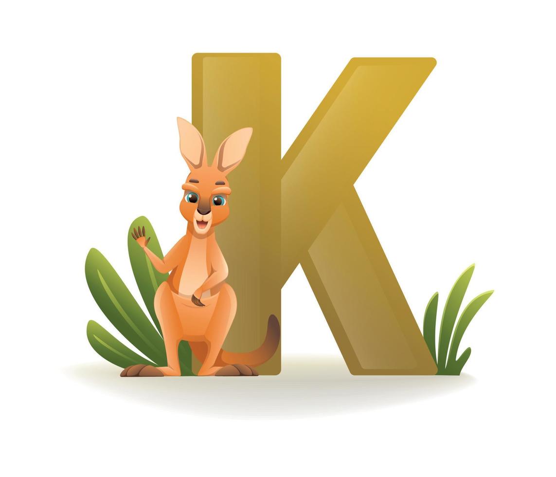 illustration de dessin animé lettre kangourou vecteur