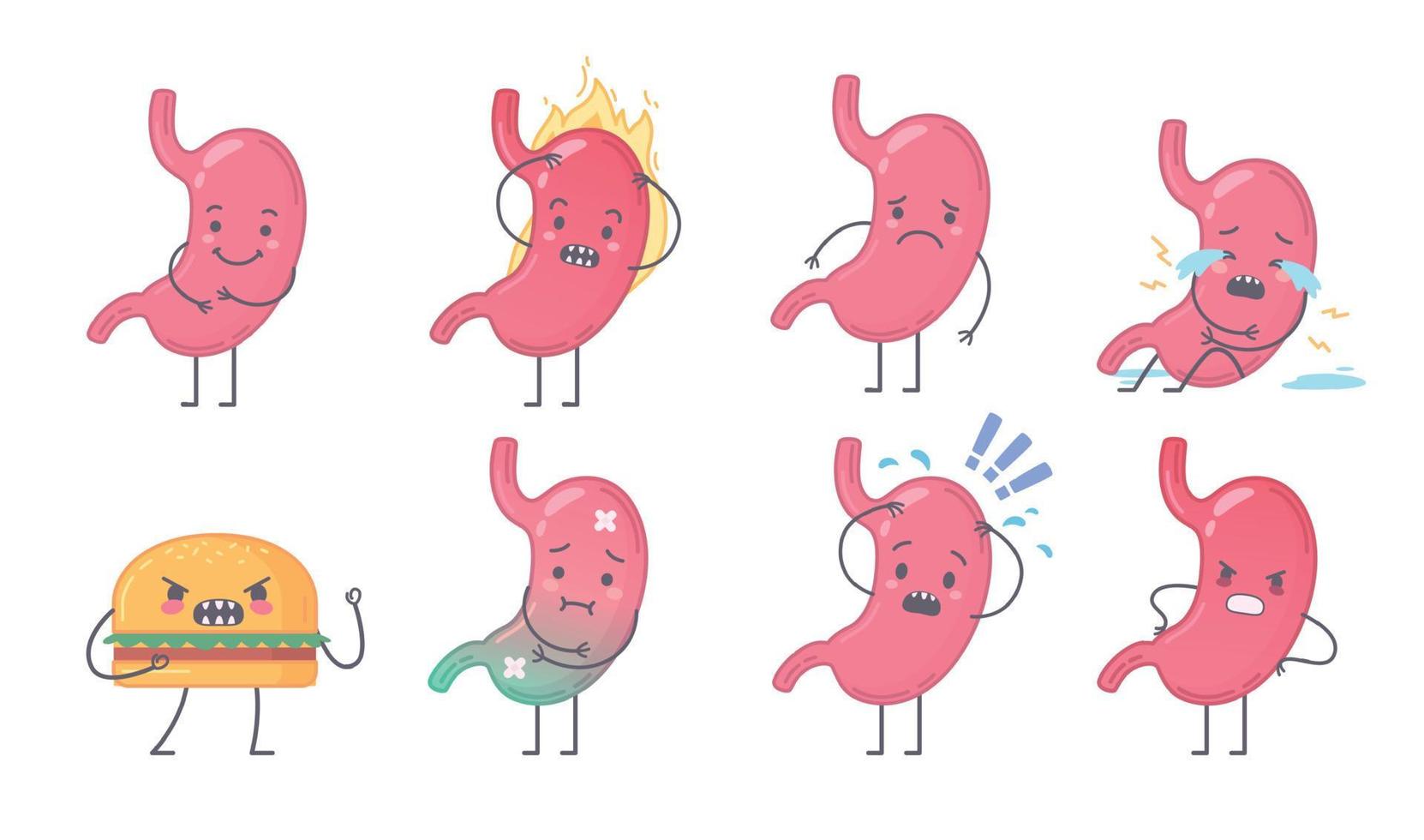 jeu de caractères d'organes de l'estomac vecteur