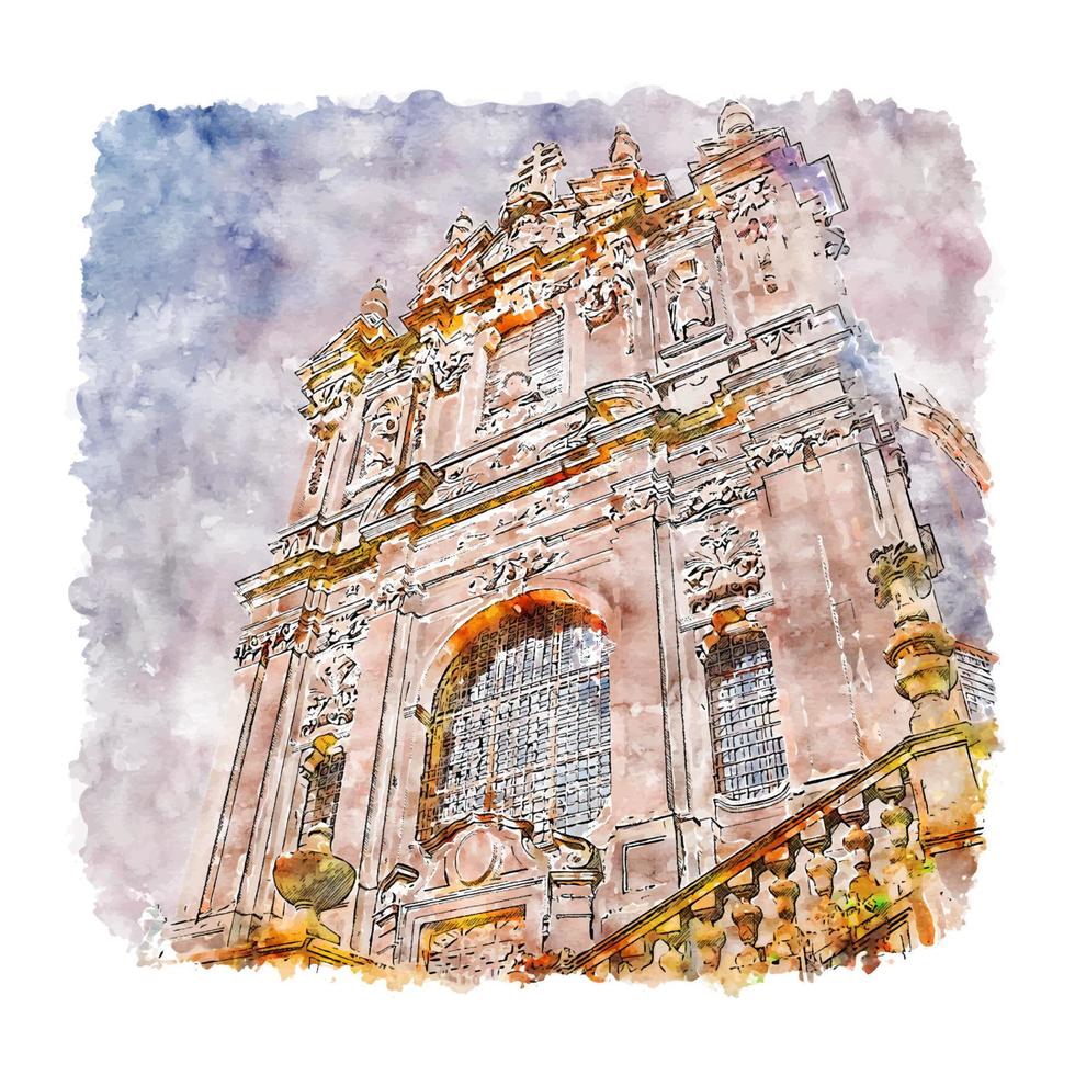 porto portugal croquis aquarelle illustration dessinée à la main vecteur